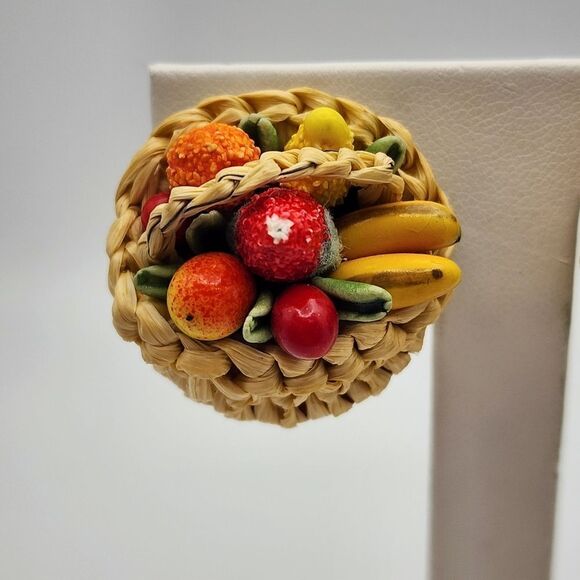 Vintage Western Germany Fruit Basket Clip-On Earrings - Picture 3 of 6